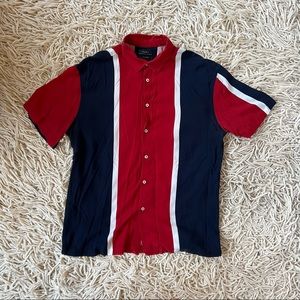 Zara Relaxed Fit Short Sleeve Striped Shirt